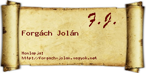 Forgách Jolán névjegykártya
